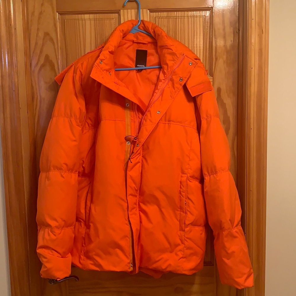 Nwot Express orange puffer jacket w/ hood size XL